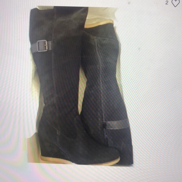 Aldo black suede wedge knee-high boots - Picture 2 of 10